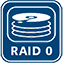 Ikona RAID 0 – macierz dyskowa z przeplataniem danych dla wyższej prędkości